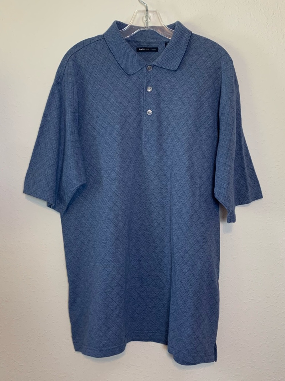 Van Heusen Men's Blue Textured Polo Shirt Large Tall